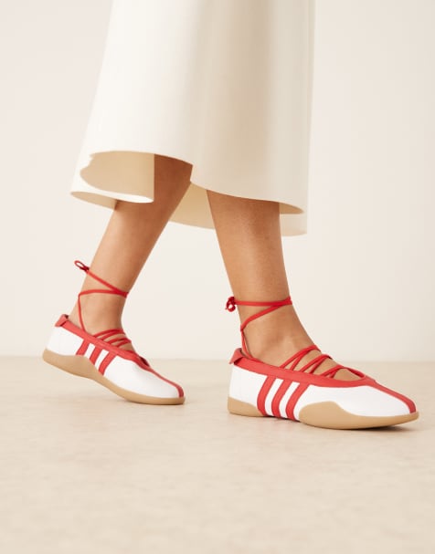 adidas Originals Taekwondo Mei Ballet flats in white and red - view 1