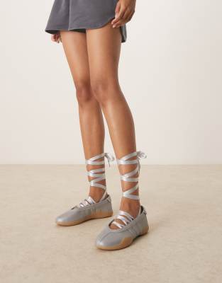 adidas Originals Taekwondo Mei Ballet trainers in metallic silver
