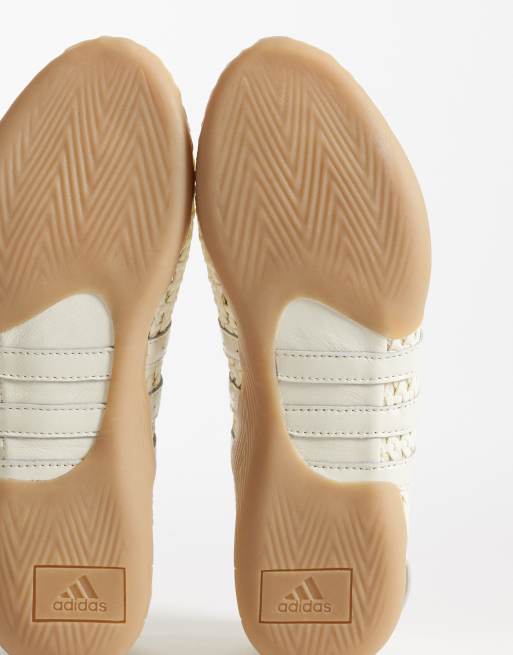 adidas Originals Taekwondo Mei Ballets with crochet detail in white and cream