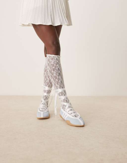 adidas Originals Taekwondo Mei Ballet trainers in light blue and white