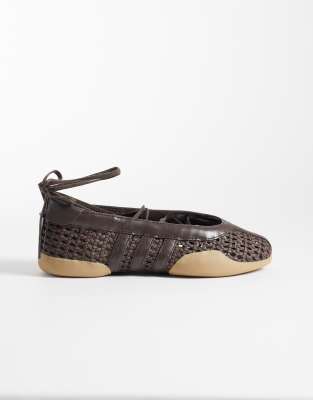Adidas Originals Taekwondo Mei Crochet Ballet Flats In Brown