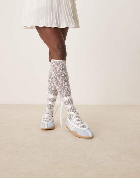 adidas Originals – Taekwondo Mei – Ljusblå och vita ballerinasneakers - view 1