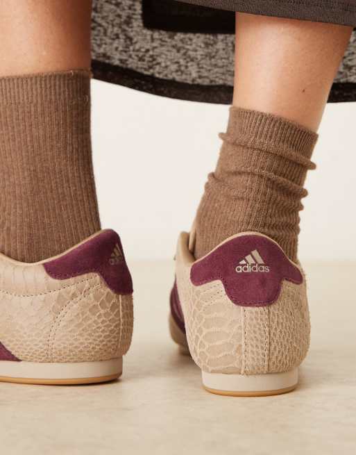 adidas Originals – Taekwondo – Sneaker in Cremeweiß und Kastanienbraun mit Kroko-Optik, 3 von 5