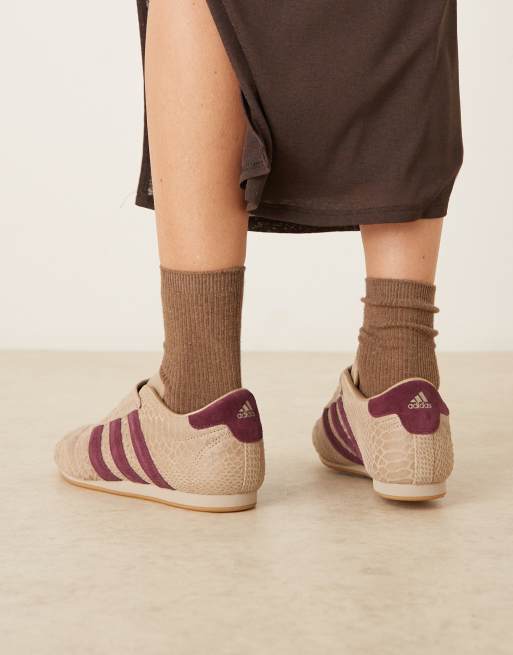 adidas Originals – Taekwondo – Sneaker in Cremeweiß und Kastanienbraun mit Kroko-Optik, 4 von 5