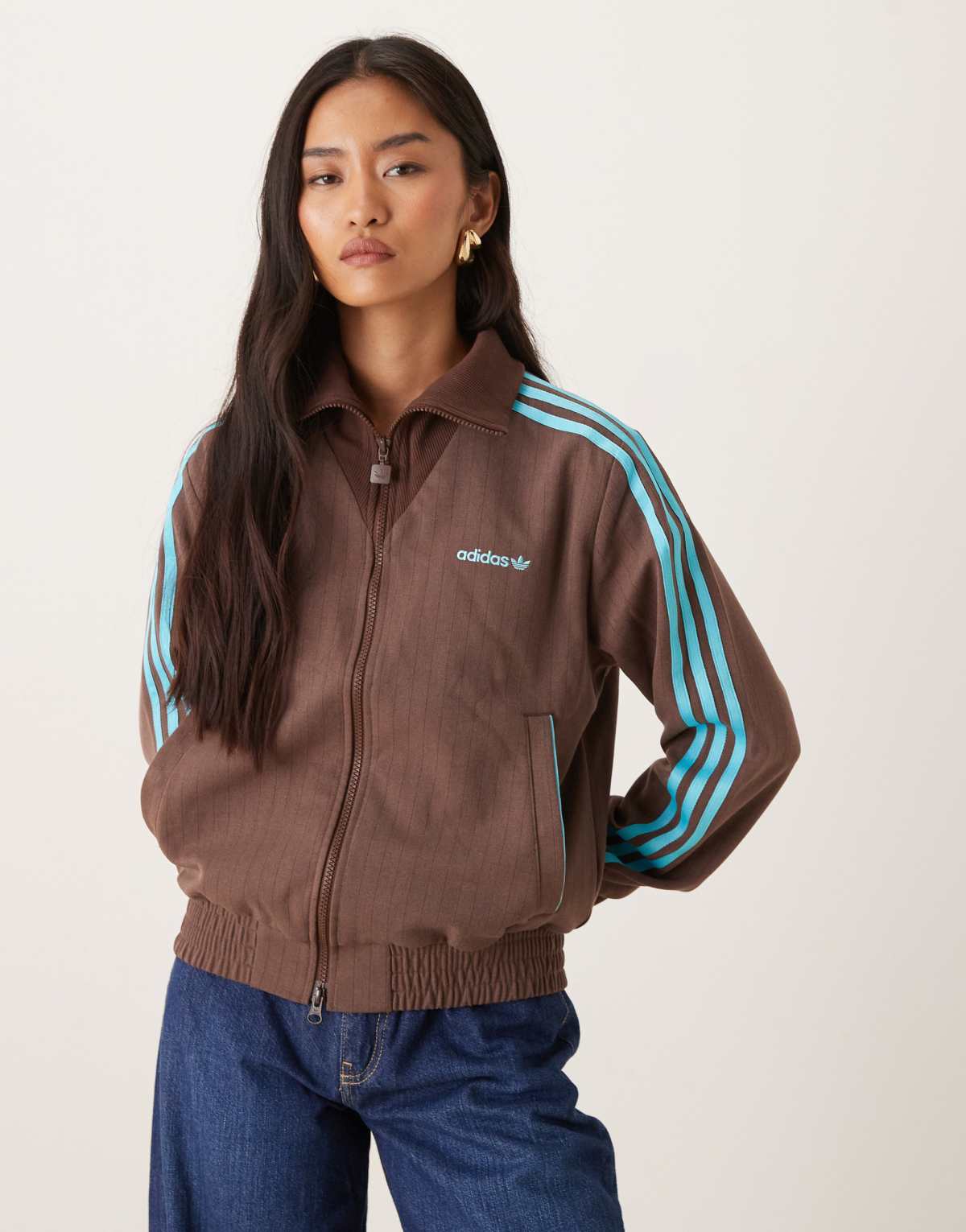 adidas Originals tailored track jacket in brown