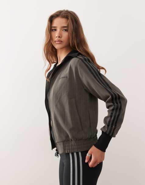 adidas Originals tailored track top in brown and black