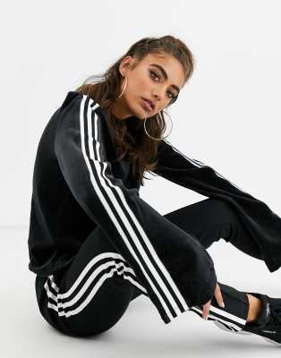 adidas originals sweatshirt dress with velvet sleeves