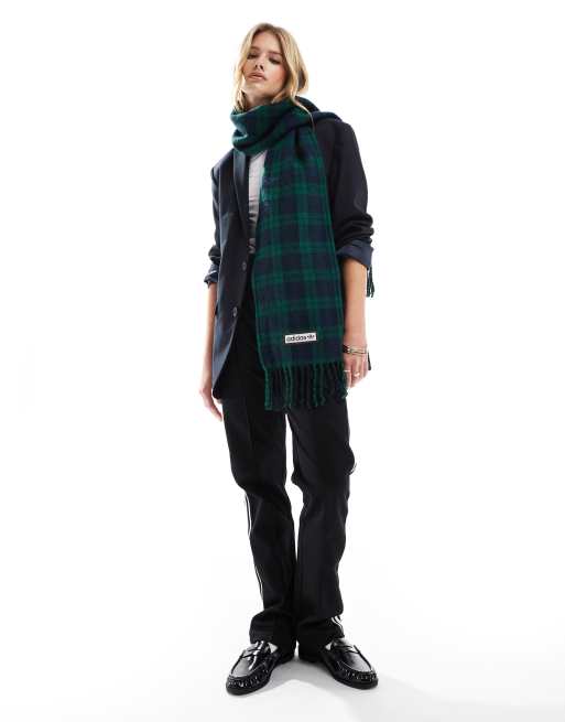 adidas Originals tartan scarf in dark green and navy | ASOS