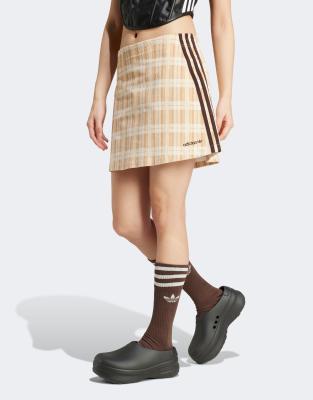 tartan skirt in beige-Neutral