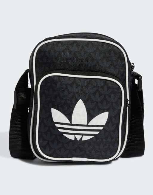 adidas Originals - Tas met monogram in zwart en wit