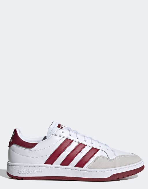 adidas originals team court trainers in white leather