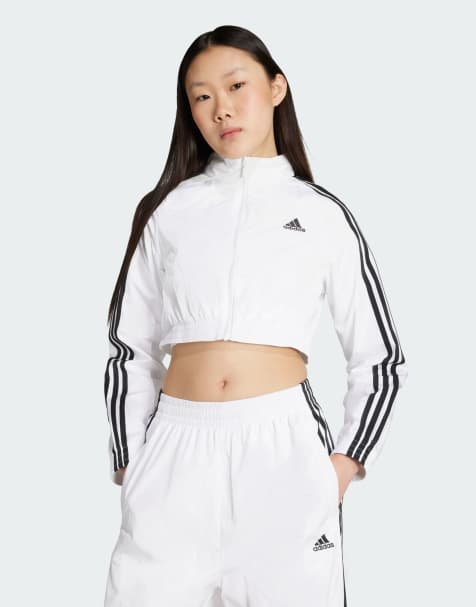 adidas Originals Teamgeist adicolor cropped track top in white - view 1