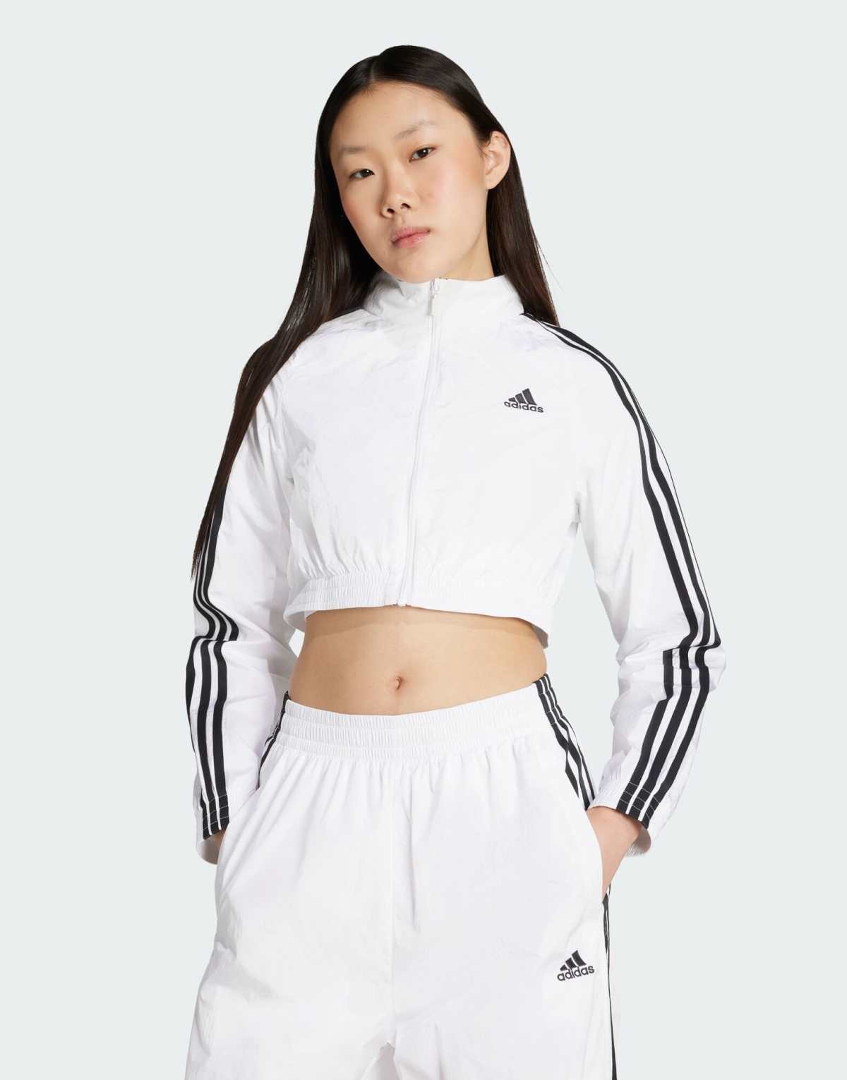 adidas Originals Teamgeist adicolor cropped track top in white