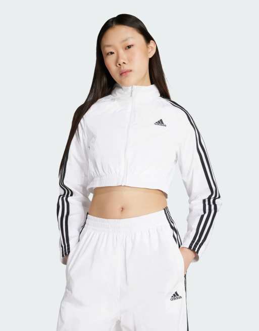 adidas Originals Teamgeist adicolor cropped track top in white