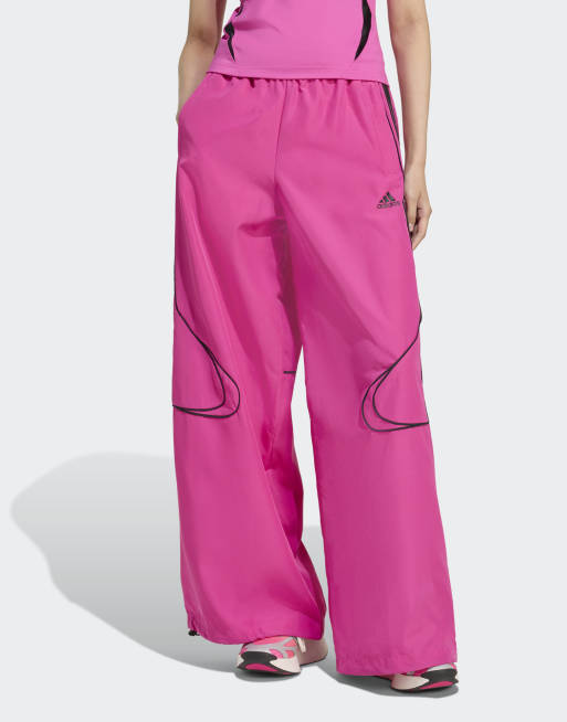 adidas Originals - Teamgeist - adicolor - Oversized geweven trainingsbroek in semi helder fuchsia en zwart