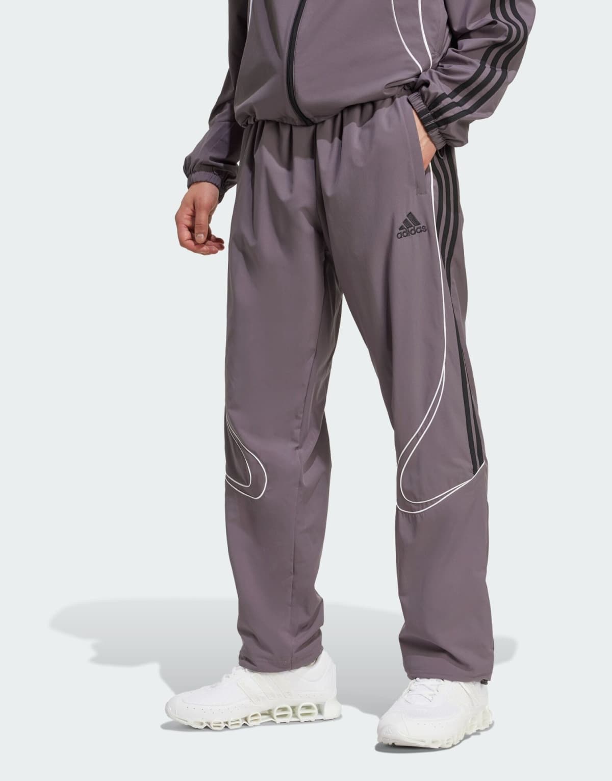 adidas Originals Teamgeist adicolor track pants in grey strata / black