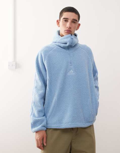 adidas Originals Teamgeist borg half zip hoodie in blue - view 1