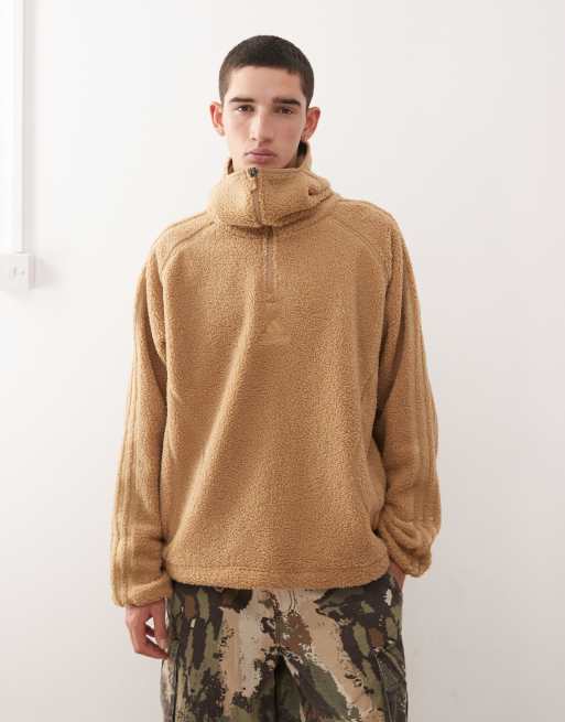 adidas Originals - Teamgeist - Hoodie van borg met halve rits in bruin