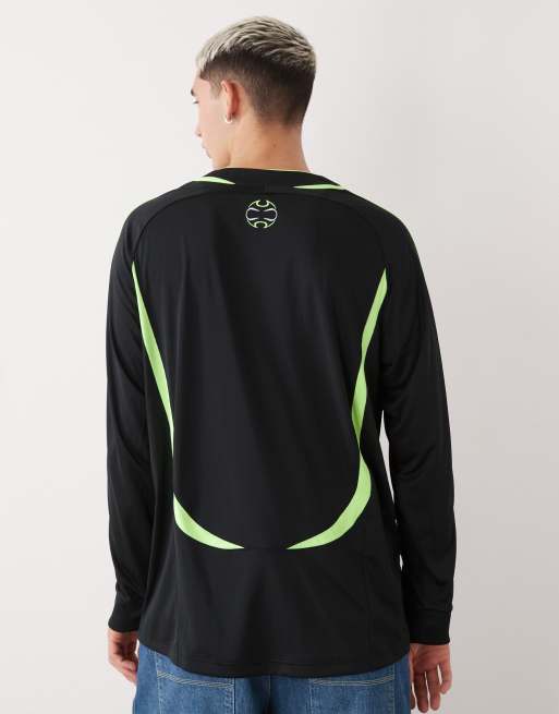 adidas Originals – Teamgeist – Langärmliges T-Shirt in Schwarz und Grün, 3 von 4