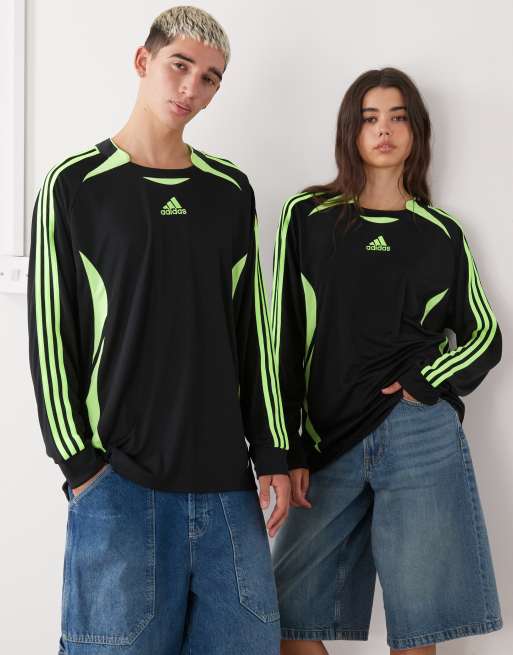 adidas Originals – Teamgeist – Langärmliges T-Shirt in Schwarz und Grün, 4 von 4