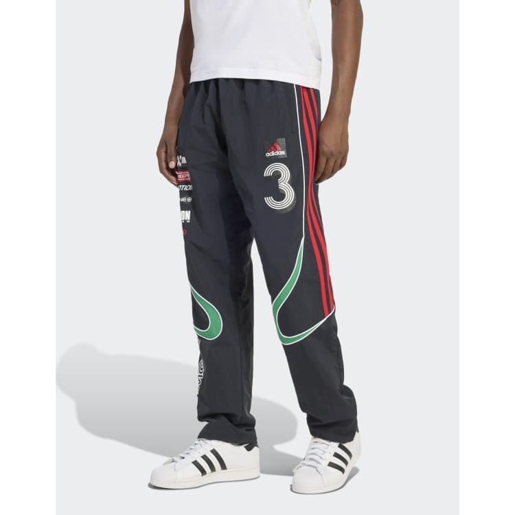 adidas Originals Teamgeist moto trackpant in black green