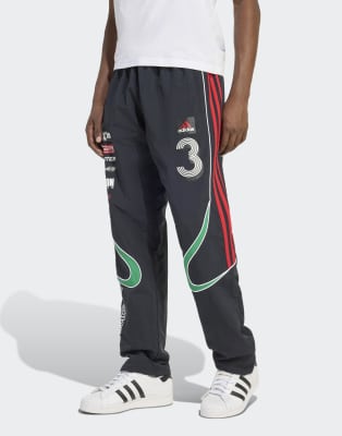 adidas Originals - Teamgeist - Pantalon de survêtement style moto - Noir/vert/rouge