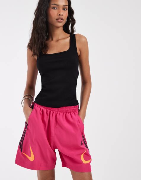 adidas Originals teamgeist shorts in magenta and orange