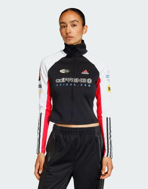 adidas Originals Teamgeist slim full zip top in black / white - view 1