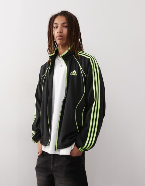adidas Originals – Teamgeist – Svart och limegrön t-shirt med lång ärm - view 1