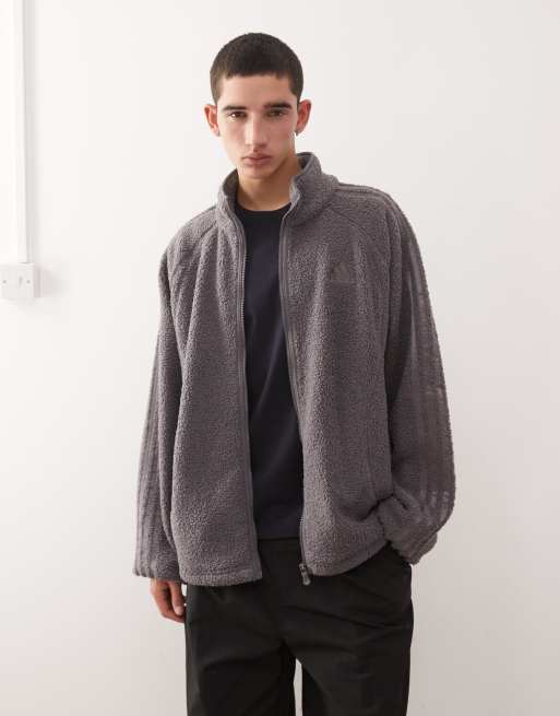 adidas Originals – Teamgeist – Szary top dresowy z kożuszka