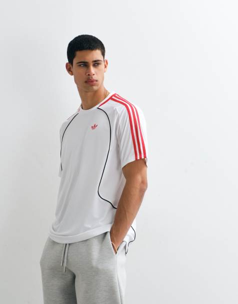 adidas Originals teamgeist t-shirt i vitt och rött - view 1