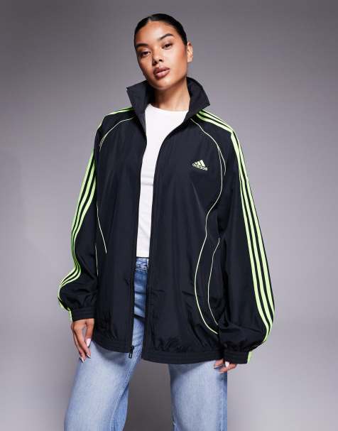 adidas Originals Teamgeist track top in black and bright green - view 1