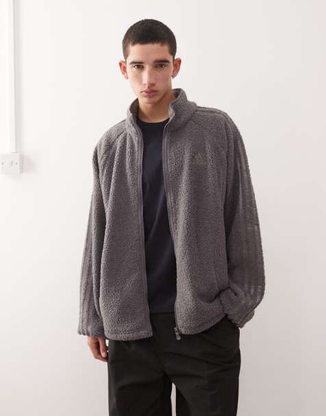 adidas Originals – Teamgeist – Trainingsjacke aus Teddyfell in Grau - view 1