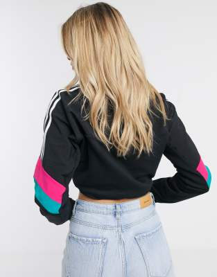 adidas Originals tech trefoil cropped sweatshirt in black