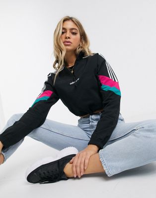 adidas originals tech trefoil cropped sweatshirt