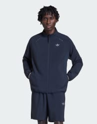 adidas Originals Tech trefoil essentials fz hood track top in black