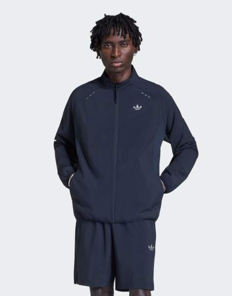 adidas Originals Tech trefoil essentials fz hood track top in zwart - view 1