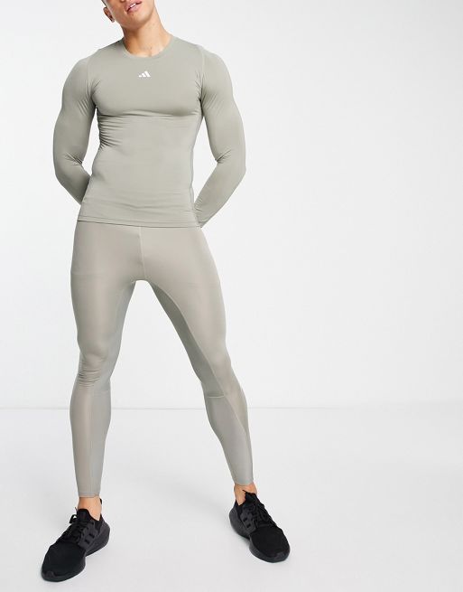 adidas Originals Techfit long sleeve T-shirt in gray