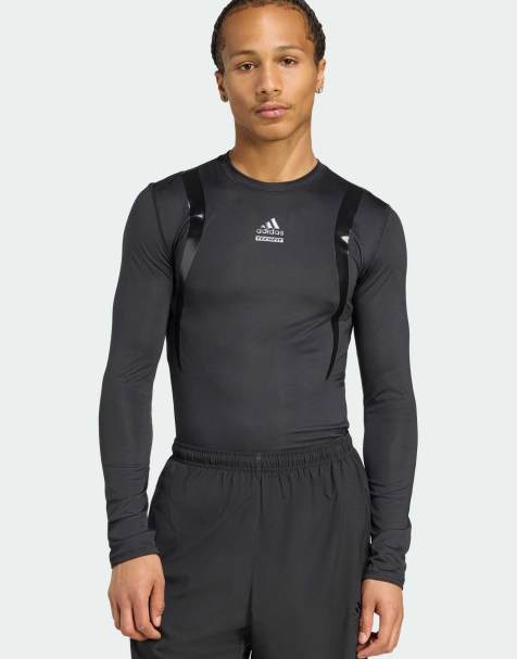 adidas Originals Techfit tight long sleeve t-shirt in black