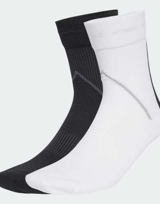 adidas Originals - Techy - 2 Paar Crew-Socken in Weiß/Schwarz