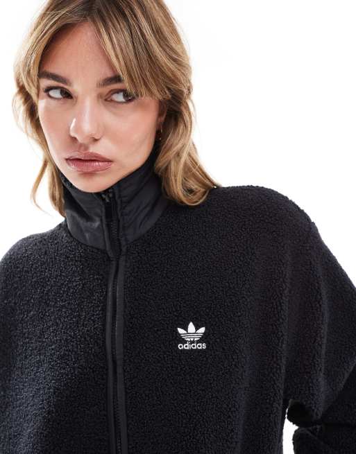 adidas Originals Teddy Fleece Full Zip jacket in black ASOS