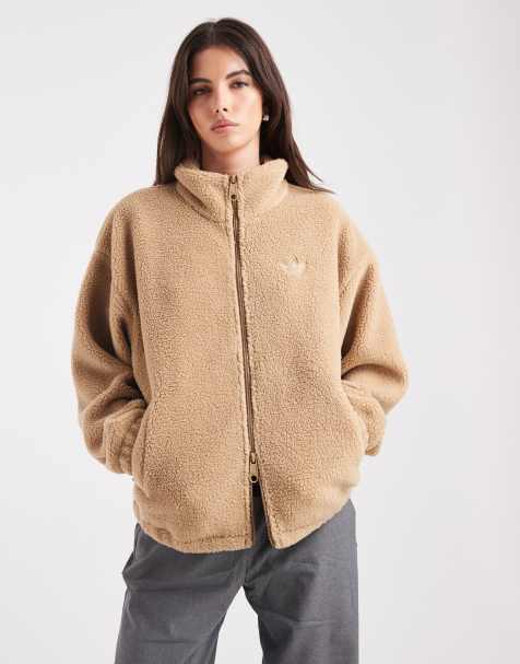 adidas Originals teddy fleece jacket in beige - view 1
