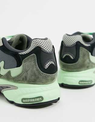 grey and green adidas trainers