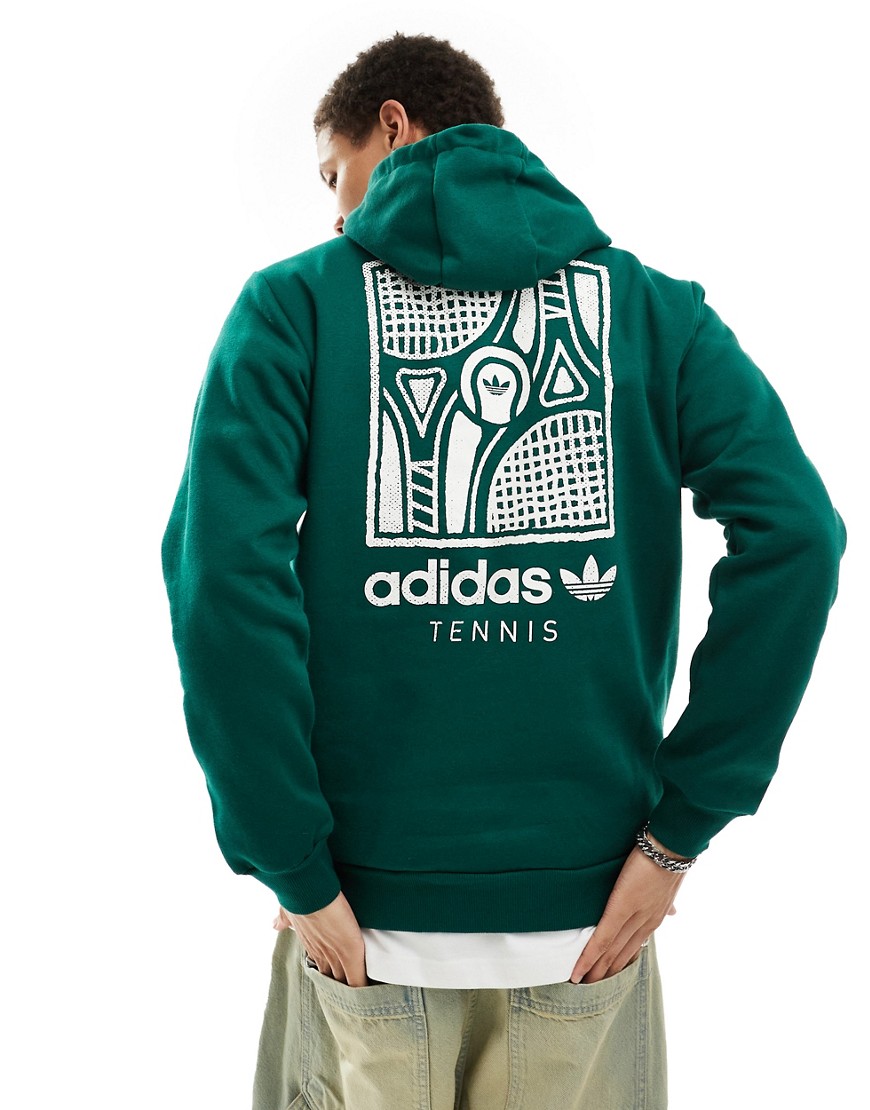 adidas Originals Tennis graphic hoodie with back print in green