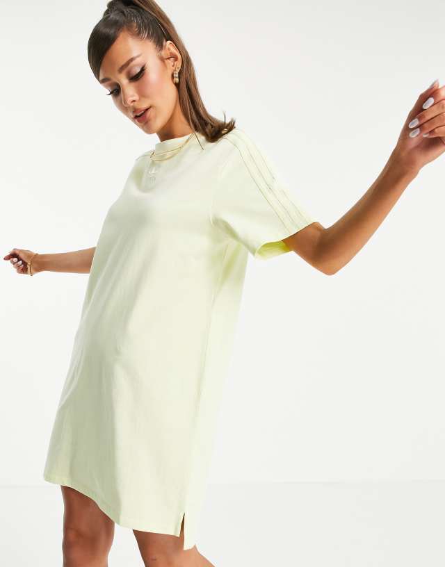 adidas Originals 'Tennis Luxe' logo t-shirt dress in hazy yellow