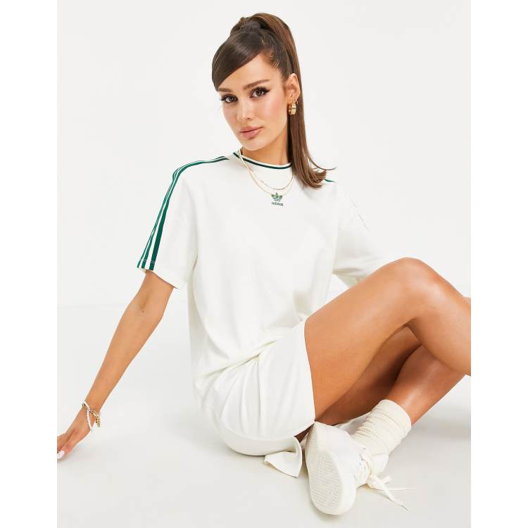 adidas Originals 'Tennis Luxe' logo t-shirt dress in off white | ASOS