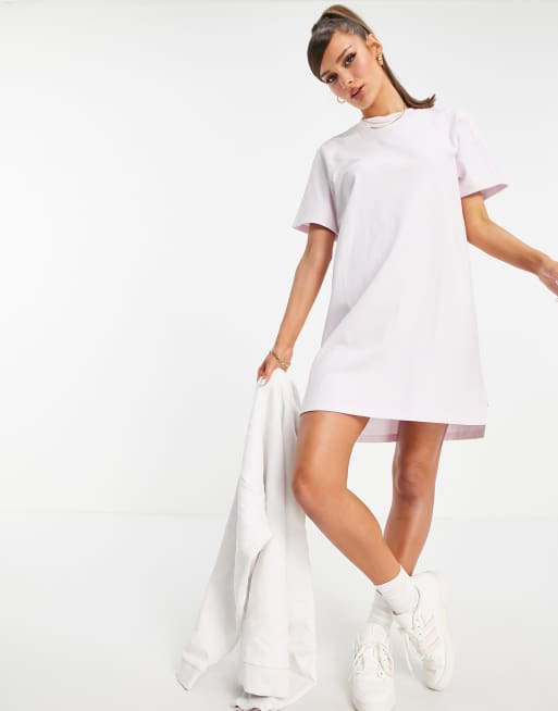 adidas Originals 'Tennis Luxe' logo t-shirt dress in pearl pink | ASOS