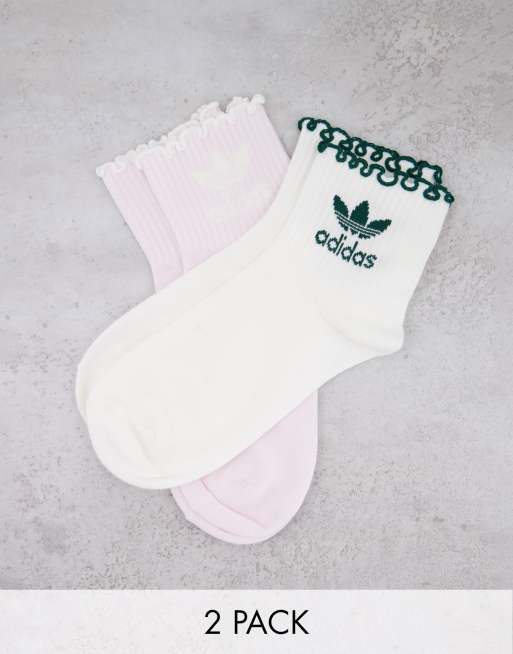 adidas Originals - Tennis Luxe - Lot de 2 paires de chaussettes de tennis avec logo et volants 