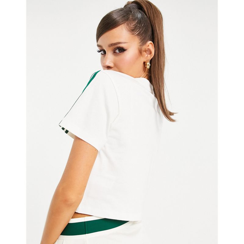 Donna Top adidas Originals - Tennis Luxe - T-Shirt corta con logo e tre strisce, colore bianco sporco