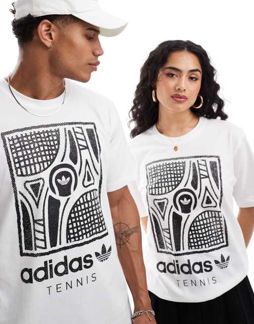 adidas Originals Tennis Unisex T Shirt in WeiB mit Grafik ASOS